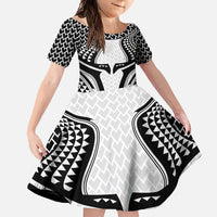 Hawaiian Kakau Art Tattoos Aquaman Style Family Matching Tank Maxi Dress and Hawaiian Shirt White Version LT03 Daughter's Dress White - Polynesian Pride