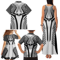 Hawaiian Kakau Art Tattoos Aquaman Style Family Matching Tank Maxi Dress and Hawaiian Shirt White Version LT03 - Polynesian Pride