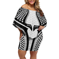 Hawaiian Kakau Art Tattoos Aquaman Style Off Shoulder Short Dress White Version - Polynesian Pride