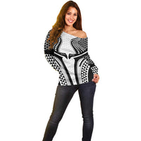 Hawaiian Kakau Art Tattoos Aquaman Style Off Shoulder Sweater White Version - Polynesian Pride