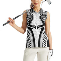 Hawaiian Kakau Art Tattoos Aquaman Style Women Sleeveless Polo Shirt White Version LT03 - Polynesian Pride