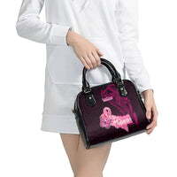 Polynesia Breast Cancer Shoulder Handbag Butterfly and Flowers Ribbon Maori Tattoo Ethnic Black Style LT03 - Polynesian Pride