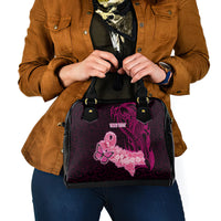 Custom Polynesia Breast Cancer Shoulder Handbag Butterfly and Flowers Ribbon Maori Tattoo Ethnic Black Style LT03 - Polynesian Pride