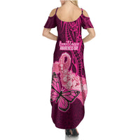 Polynesia Breast Cancer Family Matching Summer Maxi Dress and Hawaiian Shirt Butterfly and Flowers Ribbon Maori Tattoo Ethnic Pink Style LT03 - Polynesian Pride