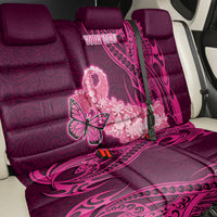 Custom Polynesia Breast Cancer Back Car Seat Cover Butterfly and Flowers Ribbon Maori Tattoo Ethnic Pink Style LT03 - Polynesian Pride
