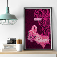 Custom Polynesia Breast Cancer Canvas Wall Art Butterfly and Flowers Ribbon Maori Tattoo Ethnic Pink Style LT03 - Polynesian Pride