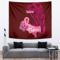 Polynesia Breast Cancer Tapestry Butterfly and Flowers Ribbon Maori Tattoo Ethnic Red Style LT03 - Polynesian Pride