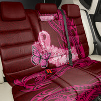 Custom Polynesia Breast Cancer Back Car Seat Cover Butterfly and Flowers Ribbon Maori Tattoo Ethnic Red Style LT03 - Polynesian Pride