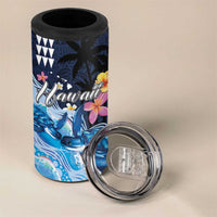 Hawaiian Honu Honi Ihu 4 in 1 Can Cooler Tumbler With Plumeria and Kakau Art Pattern LT03 - Polynesian Pride