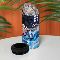 Hawaiian Honu Honi Ihu 4 in 1 Can Cooler Tumbler With Plumeria and Kakau Art Pattern LT03 - Polynesian Pride