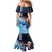 Hawaiian Honu Honi Ihu Family Matching Mermaid Dress and Hawaiian Shirt With Plumeria and Kakau Art Pattern LT03 - Polynesian Pride