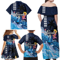 Hawaiian Honu Honi Ihu Family Matching Off Shoulder Maxi Dress and Hawaiian Shirt With Plumeria and Kakau Art Pattern LT03 - Polynesian Pride