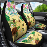 Aloha Turtle Family on The Beach Car Seat Cover with Hawaiian Colorful Plumeria LT03 - Polynesian Pride