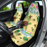 Aloha Turtle Family on The Beach Car Seat Cover with Hawaiian Colorful Plumeria LT03 - Polynesian Pride