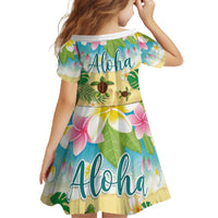 Aloha Turtle Family on The Beach Family Matching Off The Shoulder Long Sleeve Dress and Hawaiian Shirt with Hawaiian Colorful Plumeria LT03 - Polynesian Pride