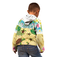 Aloha Turtle Family on The Beach Kid Hoodie with Hawaiian Colorful Plumeria LT03 - Polynesian Pride