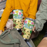 Hawaii Aloha Turtle Family on The Beach with Colorful Tropical Flowers Tumbler Cup LT03 - Polynesian Pride
