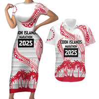 Cook Islands Marathon 2025-Pursuit in Paradise Couples Matching Short Sleeve Bodycon Dress and Hawaiian Shirt Red Color LT03 Red - Polynesian Pride