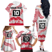 Cook Islands Marathon 2025-Pursuit in Paradise Family Matching Off The Shoulder Long Sleeve Dress and Hawaiian Shirt Red Color LT03 - Polynesian Pride