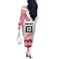 Cook Islands Marathon 2025-Pursuit in Paradise Off The Shoulder Long Sleeve Dress Red Color LT03 - Polynesian Pride