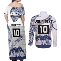 Cook Islands Marathon 2025-Pursuit in Paradise Couples Matching Off Shoulder Maxi Dress and Long Sleeve Button Shirt Blue Color LT03 - Polynesian Pride