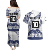 Cook Islands Marathon 2025-Pursuit in Paradise Couples Matching Puletasi and Hawaiian Shirt Blue Color LT03 - Polynesian Pride