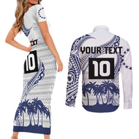 Cook Islands Marathon 2025-Pursuit in Paradise Couples Matching Short Sleeve Bodycon Dress and Long Sleeve Button Shirt Blue Color LT03 - Polynesian Pride