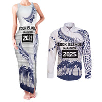 Cook Islands Marathon 2025-Pursuit in Paradise Couples Matching Tank Maxi Dress and Long Sleeve Button Shirt Blue Color LT03 Blue - Polynesian Pride