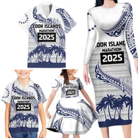 Cook Islands Marathon 2025-Pursuit in Paradise Family Matching Long Sleeve Bodycon Dress and Hawaiian Shirt Blue Color LT03 - Polynesian Pride