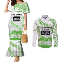 Cook Islands Marathon 2025-Pursuit in Paradise Couples Matching Mermaid Dress and Long Sleeve Button Shirt Green Color LT03 Green - Polynesian Pride