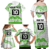 Cook Islands Marathon 2025-Pursuit in Paradise Family Matching Off Shoulder Maxi Dress and Hawaiian Shirt Green Color LT03 - Polynesian Pride