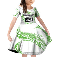 Cook Islands Marathon 2025-Pursuit in Paradise Family Matching Off Shoulder Short Dress and Hawaiian Shirt Green Color LT03 Daughter's Dress Green - Polynesian Pride