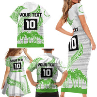 Cook Islands Marathon 2025-Pursuit in Paradise Family Matching Short Sleeve Bodycon Dress and Hawaiian Shirt Green Color LT03 - Polynesian Pride