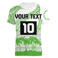 Cook Islands Marathon 2025-Pursuit in Paradise Women V-Neck T-Shirt Green Color LT03 - Polynesian Pride