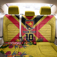 Custom Papua New Guinea Rugby Back Car Seat Cover Bird of Paradise and Hibiscus Polynesian Pattern Yellow Color LT03 - Polynesian Pride
