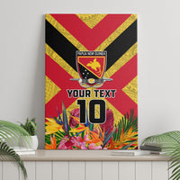 Custom Papua New Guinea Rugby Canvas Wall Art Bird of Paradise and Hibiscus Polynesian Pattern Yellow Color LT03 - Polynesian Pride