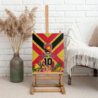 Custom Papua New Guinea Rugby Canvas Wall Art Bird of Paradise and Hibiscus Polynesian Pattern Yellow Color LT03 - Polynesian Pride