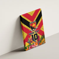 Custom Papua New Guinea Rugby Canvas Wall Art Bird of Paradise and Hibiscus Polynesian Pattern Yellow Color LT03 - Polynesian Pride