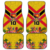 Custom Papua New Guinea Rugby Car Mats Bird of Paradise and Hibiscus Polynesian Pattern Yellow Color LT03 - Polynesian Pride