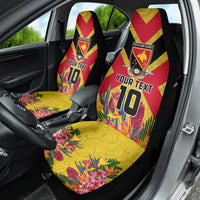 Custom Papua New Guinea Rugby Car Seat Cover Bird of Paradise and Hibiscus Polynesian Pattern Yellow Color LT03 - Polynesian Pride