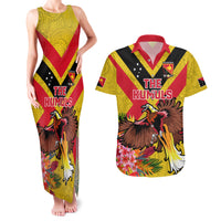 Custom Papua New Guinea Rugby Couples Matching Tank Maxi Dress and Hawaiian Shirt Bird of Paradise and Hibiscus Polynesian Pattern Yellow Color LT03 Yellow - Polynesian Pride