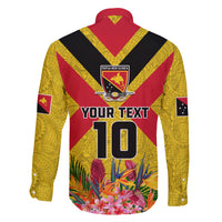 Custom Papua New Guinea Rugby Family Matching Mermaid Dress and Hawaiian Shirt Bird of Paradise and Hibiscus Polynesian Pattern Yellow Color LT03
