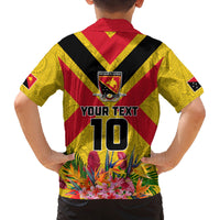 Custom Papua New Guinea Rugby Family Matching Off Shoulder Maxi Dress and Hawaiian Shirt Bird of Paradise and Hibiscus Polynesian Pattern Yellow Color LT03 - Polynesian Pride