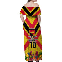 Custom Papua New Guinea Rugby Family Matching Off Shoulder Maxi Dress and Hawaiian Shirt Bird of Paradise and Hibiscus Polynesian Pattern Yellow Color LT03 - Polynesian Pride