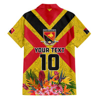 Custom Papua New Guinea Rugby Hawaiian Shirt Bird of Paradise and Hibiscus Polynesian Pattern Yellow Color LT03 - Polynesian Pride