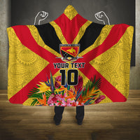 Custom Papua New Guinea Rugby Hooded Blanket Bird of Paradise and Hibiscus Polynesian Pattern Yellow Color LT03 One Size Yellow - Polynesian Pride