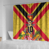 Custom Papua New Guinea Rugby Shower Curtain Bird of Paradise and Hibiscus Polynesian Pattern Yellow Color LT03 - Polynesian Pride