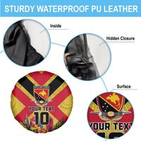 Custom Papua New Guinea Rugby Spare Tire Cover Bird of Paradise and Hibiscus Polynesian Pattern Yellow Color LT03 - Polynesian Pride