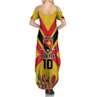 Custom Papua New Guinea Rugby Summer Maxi Dress Bird of Paradise and Hibiscus Polynesian Pattern Yellow Color LT03 - Polynesian Pride