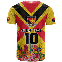Custom Papua New Guinea Rugby T Shirt Bird of Paradise and Hibiscus Polynesian Pattern Yellow Color LT03 - Polynesian Pride